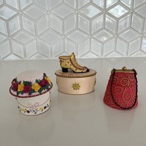 WILLOW HALL Vintage Lot of 3 Trinket Boxes Marie Charlotte Harriet Whimsical